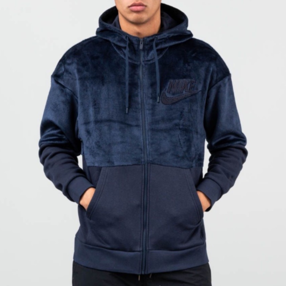 Nike - Fleece and Cotton-Blend Jersey Zip-Up Hoodie - Men - Navy